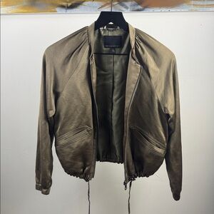 Banana Republic Olive Satin-Finish Bomber Jacket - Petite XS